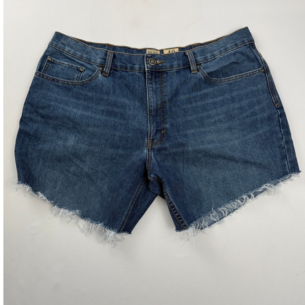 Red Head Denim Shorts Frayed Hem Blue Jean Casual Summer Size 40‎